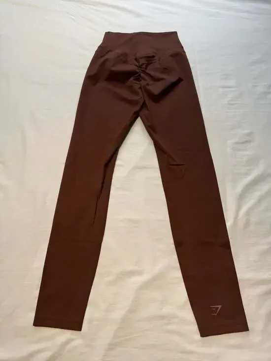 Gymshark x Whitney Simmons High Rise Scrunch Leggings Brown Size XS - Picture 3 of 8